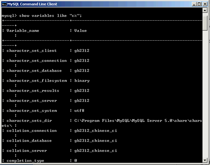 gb2312 mysql command line client