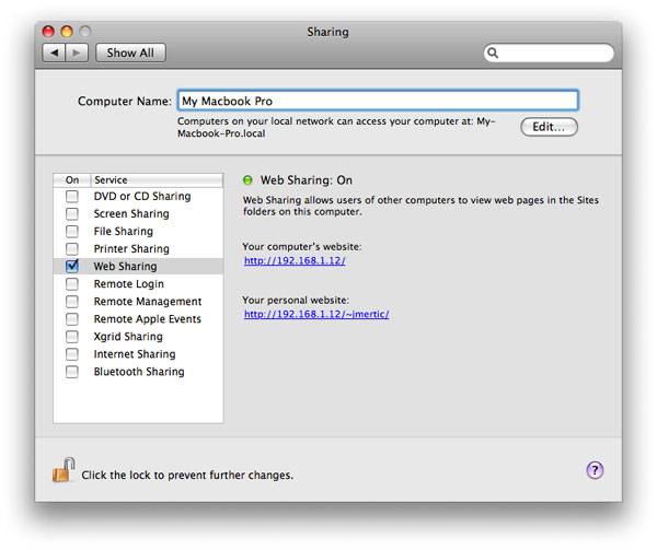 Web Server on OSX Leopard