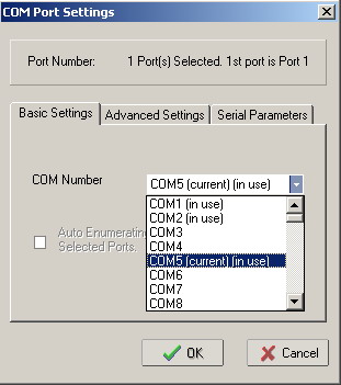 Com Port Settings