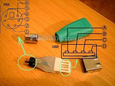 USB转换PS2接线原理