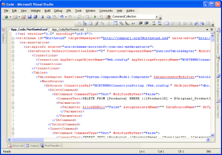 图片32：Northwinds DataSet类的XML摘要定义文件（XSD）