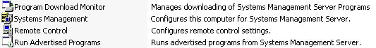 SMS icons in Control Panel