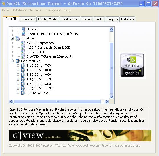 downloading OpenGL Extension Viewer 6.4.1.1