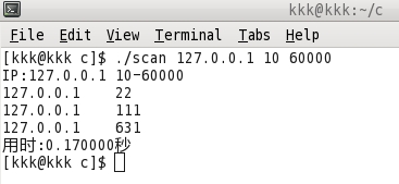 Linux C语言写的超级简单port扫描器