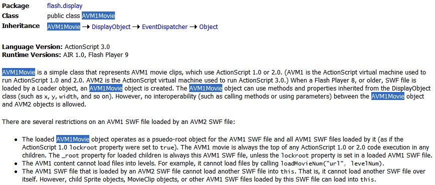 AVM1Movie in Actionscript 3