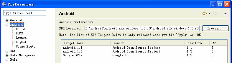 android preferences