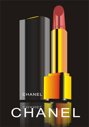 今天完全用corel制作了一款口红，还是Chanel的呢