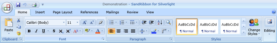 Silverlight Ribbon 控件 SandRibbon