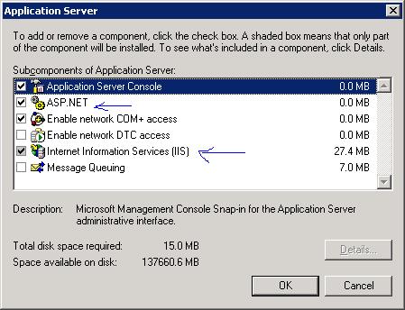 ASP.NET与IIS组件安装界面