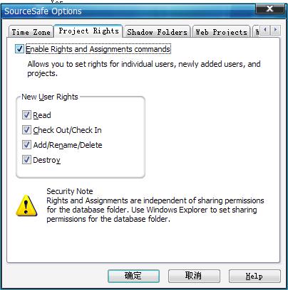 Microsoft Visual SourceSafe Administration_SourceSafe Options_Project Rights