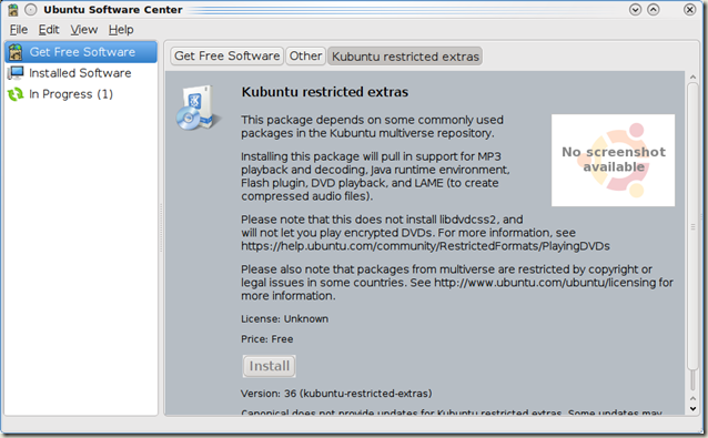 kubuntu9.13SoftWareCenterrestricted