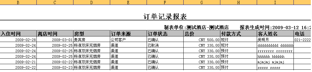 生成的Excel文件